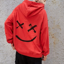 将图片加载到图库查看器，Men Smile Hoodies 2019 Winter Hip Hop Print Oversized Sweatshirts Fashion Patchwork Unisex Couple Streetwear Men Women Hoodies
