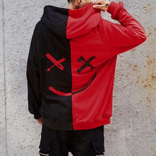 将图片加载到图库查看器，Men Smile Hoodies 2019 Winter Hip Hop Print Oversized Sweatshirts Fashion Patchwork Unisex Couple Streetwear Men Women Hoodies
