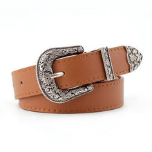 将图片加载到图库查看器，Black Leather Belt Women Metal Heart Buckle
