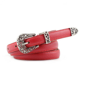 Black Leather Belt Women Metal Heart Buckle