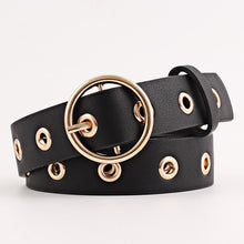 将图片加载到图库查看器，Black Leather Belt Women Metal Heart Buckle
