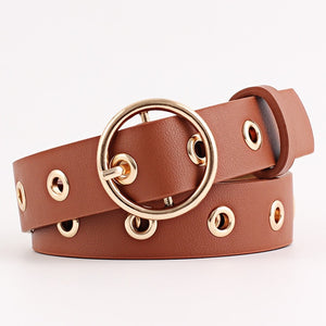 Black Leather Belt Women Metal Heart Buckle