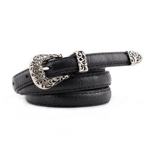 将图片加载到图库查看器，Black Leather Belt Women Metal Heart Buckle
