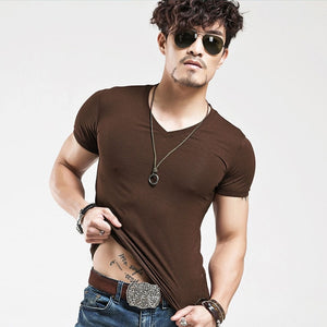 Fitness T-shirts Men's V neck