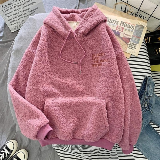 Fleece Flannel Pullover Female Sweatshirt