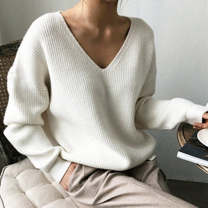 Knitwear sexy V-Neck Minimalist Tops