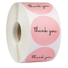 Load image into Gallery viewer, Pink Paper Label Stickers Gold Thank You Sticker
