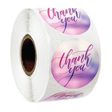 Load image into Gallery viewer, Pink Paper Label Stickers Gold Thank You Sticker
