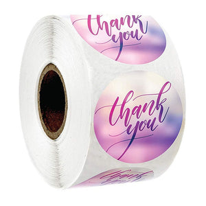 Pink Paper Label Stickers Gold Thank You Sticker