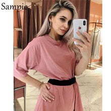 Cargar imagen en el visor de la galería, Sexy Women Summer O Neck Short Sleeve Shirt And Shorts Suit
