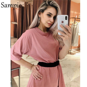 Sexy Women Summer O Neck Short Sleeve Shirt And Shorts Suit