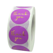 将图片加载到图库查看器，Pink Paper Label Stickers Gold Thank You Sticker
