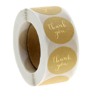 Pink Paper Label Stickers Gold Thank You Sticker