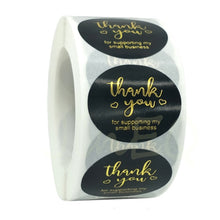 Kép betöltése a galériamegjelenítőbe: Pink Paper Label Stickers Gold Thank You Sticker
