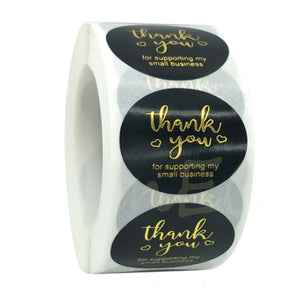 Pink Paper Label Stickers Gold Thank You Sticker