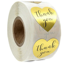 Load image into Gallery viewer, Pink Paper Label Stickers Gold Thank You Sticker
