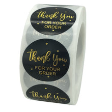 Kép betöltése a galériamegjelenítőbe: Pink Paper Label Stickers Gold Thank You Sticker
