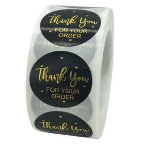 Pink Paper Label Stickers Gold Thank You Sticker