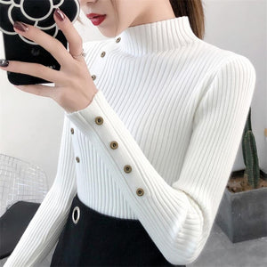 Solid Knitted Cotton Sweater for ladies