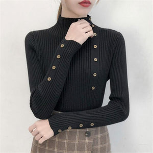 Solid Knitted Cotton Sweater for ladies