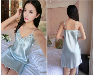 Lace Sleepwear Silk Satin