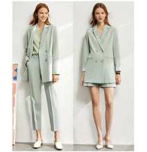 将图片加载到图库查看器，Women Autumn 4 piece set Solid blazer,tanks,high waist pants sold separately
