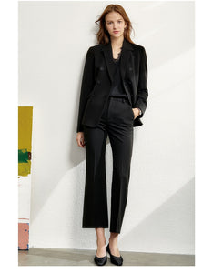 Women Autumn 4 piece set Solid blazer,tanks,high waist pants sold separately