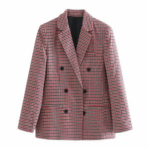 Fashion Autumn Women Plaid Blazers