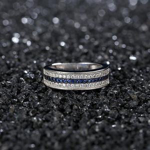 Silver Ring with Round Sapphire Zircon Gemstone