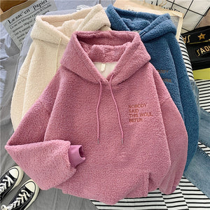 Fleece Flannel Pullover Female Sweatshirt