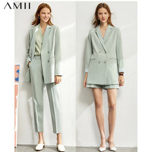 将图片加载到图库查看器，Women Autumn 4 piece set Solid blazer,tanks,high waist pants sold separately
