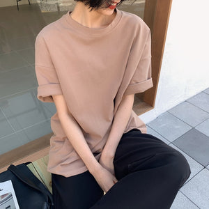 Casual Long Sleeve Loose Bottoming Solid Female Basic Thick Tops