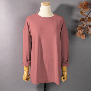 Casual Long Sleeve Loose Bottoming Solid Female Basic Thick Tops