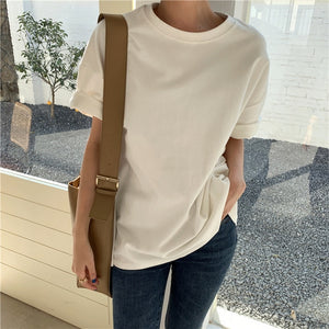 Casual Long Sleeve Loose Bottoming Solid Female Basic Thick Tops