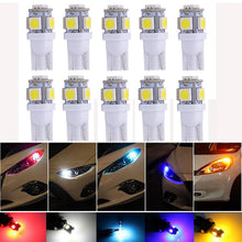 Load image into Gallery viewer, Katur 10pcs T10 W5W LED Bulb 5 SMD LED White Blue Red Yellow Green 194 168 Super Bright wedge Lights bulbs Lamps 12V 5050 SMD
